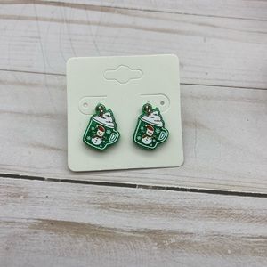 Green Sparkly Acrylic Mug Earrings
